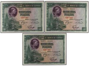Spanish Banknotes - Lote 3 billetes 500 ... 