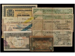 Civil War - Lote 9 billetes 2,50 a 100 ... 