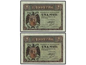 Estado Español - Lote 2 billetes 1 Peseta. ... 
