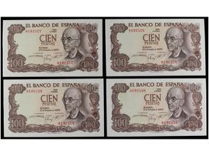 Estado Español - Lote 4 billetes 100 ... 
