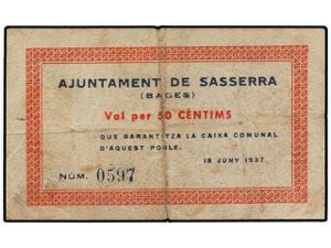50 Cèntims. 18 Juny 1937. Aj. de SASSERRA. ... 