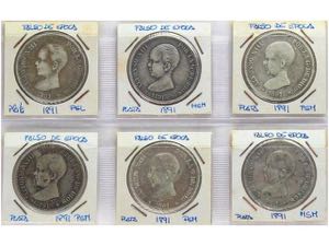 Lote 17 monedas 5 Pesetas. 1891. ... 