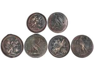 Lote 3 monedas AE 34, 37 y 39. PTOLOMEO II y ... 