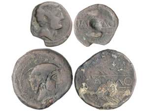 Lote 2 monedas Semis y As. 80 a.C. CARMO ... 