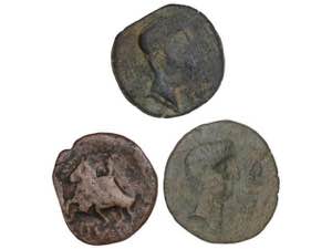 Lote 3 monedas As. 30 y 150-50 a.C. IRIPPO ... 