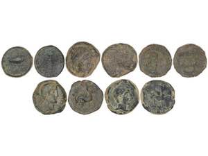 Lote 5 monedas Semis y As (4). CALAGURRIS, ... 