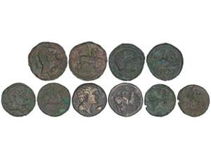 Lote 5 monedas As. ARCEDURGI, BILBILIS, ... 