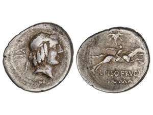 Republic - Denario. 90-89 a.C. CALPURNIA. L. ... 