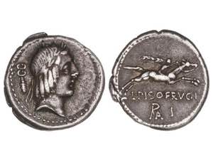 Republic - Denario. 90-89 a.C. CALPURNIA. L. ... 