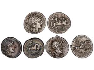 Republic - Lote 3 monedas Denario. 131-148 ... 
