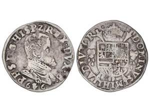 Philip II - 1/5 Escudo. 1566. AMBERES. ... 