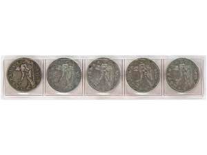 Lote 5 monedas 2 Pesetas. 1869 y 1870. ... 