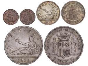Lote 3 monedas 1 Céntimo, 1 y 5 Pesetas. ... 