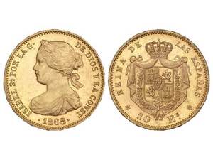 10 Escudos. 1868 (*18-73). 8,38 grs. ... 