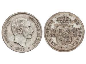 10 Centavos de Peso. 1885. MANILA. Bonita ... 
