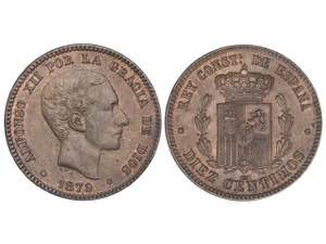 10 Céntimos. 1879. BARCELONA. O.M. SC. 