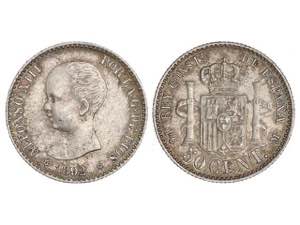 50 Céntimos. 1892/(8)9. (9/8-2). P.G.-M. ... 