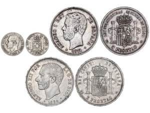 Lote 3 monedas 50 Céntimos y 5 Pesetas (2). ... 