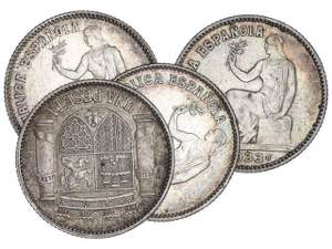 Lote 4 monedas 1 Peseta. 1933 (*3-4). AR. ... 