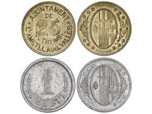 Lote 2 monedas 25 Cèntims y 1 Pesseta. Aj. ... 
