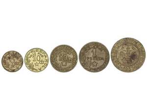 Serie 5 monedas 5 Céntimos a 2,50 Pesetas. ... 