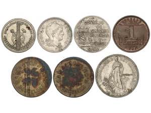 Lote 7 monedas. 1937. CONSEJO ASTURIAS y ... 