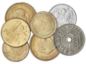 Estados Español - Lote 7 monedas 10, 25 ... 