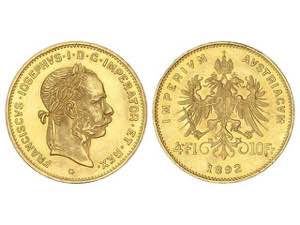 Austria - 4 Florines-10 Francos. 1892. ... 