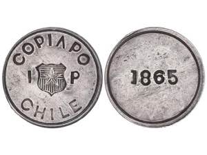 Chile - 1 Peso. 1865. 21,51 grs. AR. KM-4. ... 