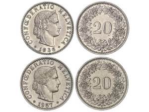 Switzerland - Lote 2 monedas 20 Rappen. ... 