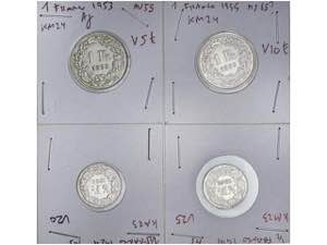Switzerland - Lote 4 monedas 1/2 (2) y 1 ... 
