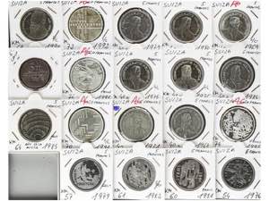 Switzerland - Lote 19 monedas 5 (15) y 20 ... 