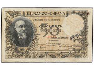 Spanish Banknotes - 50 Pesetas. 19 Marzo ... 