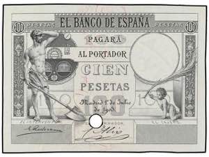 Spanish Banknotes - Prueba de anverso 100 ... 