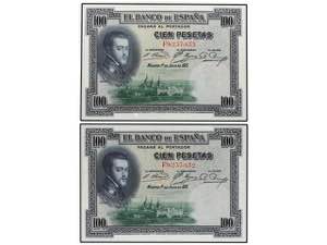 Spanish Banknotes - Lote 2 billetes 100 ... 