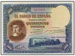 Spanish Banknotes - 500 Pesetas. 7  Enero ... 