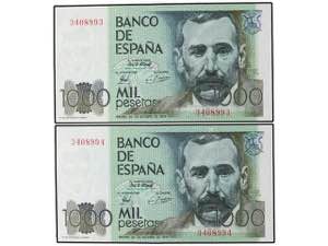 Juan Carlos I - Lote 2 billetes 1.000 ... 