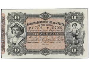 10 Pesos. 1883. URUGUAY. (Arruguitas). ... 