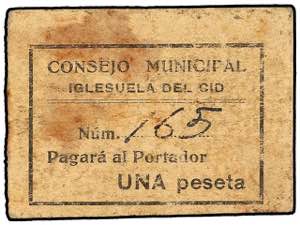1 Peseta. C.M. IGLESUELA DEL CID (Teruel). ... 