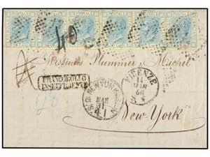 ITALIA. Sa.26 (6). 1868. FIRENZE a NEW YORK. ... 