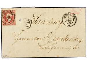 LUXEMBURGO. 1852. 1 sgr. dark carmine rose, ... 