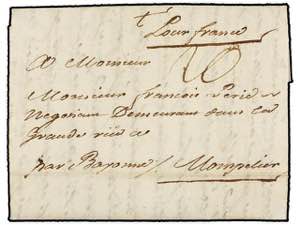 AFRICA. 1761. CEUTA a FRANCIA. Carta ... 