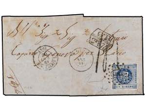 PERU. Sc.9. 1861. LIMA a GENOVA. 1 dinero ... 
