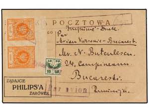 POLONIA. 1924 (11-X). WARSAWA to BUCAREST. 3 ... 