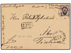 RUSIA. Sc.26. 1882. POST CARD circulated to ... 