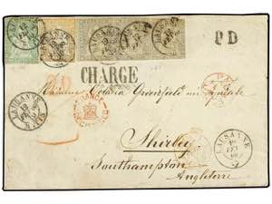 SUIZA. 1860 (Feb. 12). Registered cover from ... 