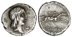 Denario. 90-89 a.C. CALPURNIA. L. Calpurnius ... 