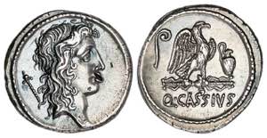 Denario. 55 a.C. CASSIA. Q. Cassius ... 