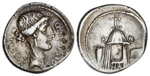 Denario. 55 a.C. CASSIA. Q. Cassius ... 