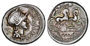 Denario. 115-114 a.C. CIPIA. M. Cipius M.f. ... 